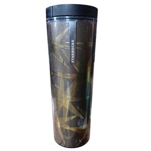 Starbucks 2013 Holiday Stars Gold Tone 16oz Travel Tumbler